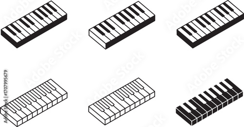Isometric Piano Keyboard Keys Arrangement Illustration for Musical Instrument Learning and Performance