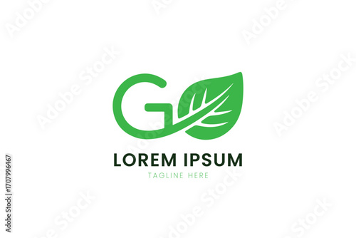 Minimalist green letter g logo combined with a leaf symbol for eco-friendly brands