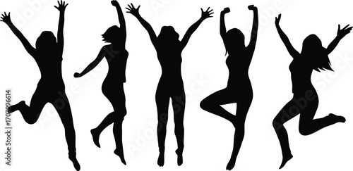 Ballet Dancer Silhouette Collection Vector Illustration,Black and white vector silhouette of couple dancing,set of men and women street dancers in silhouette, Set of black solid people dancing,Ai