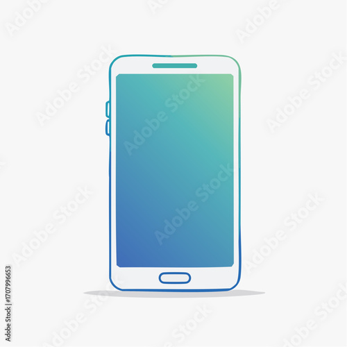 Illustration of a modern smartphone with a gradient screen against a clean white background
