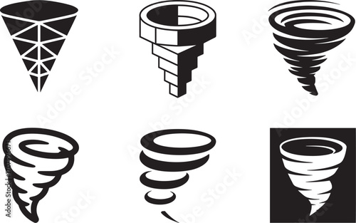 Isometric Tornado Collection Weather Phenomenon Storm Cyclone Design Elements Abstract Icon Set