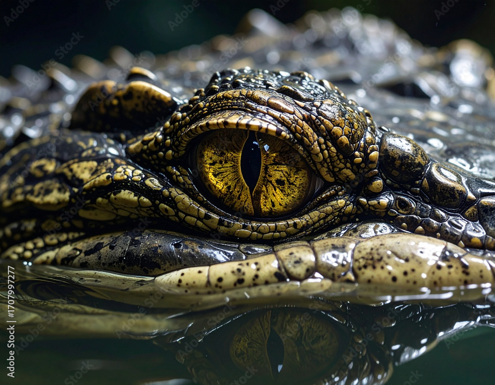 Fototapeta premium Alligator eye closeup reptile wildlife