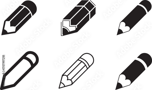 Pencil Icon Set Vector Illustration with Modern Design and Clean Lines for Drawing Projects