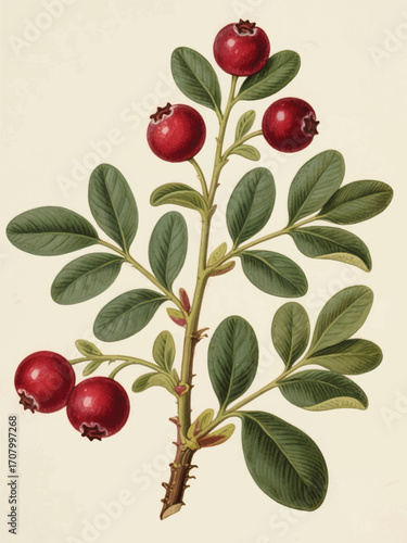 Cranberries Nature Illustrator Artwork Design Template Poster