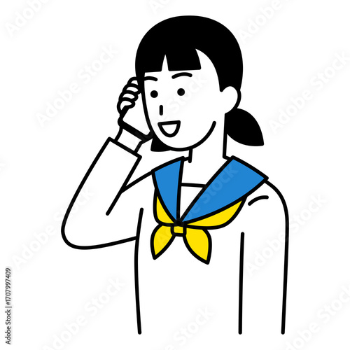 スマートフォンで話す女子学生