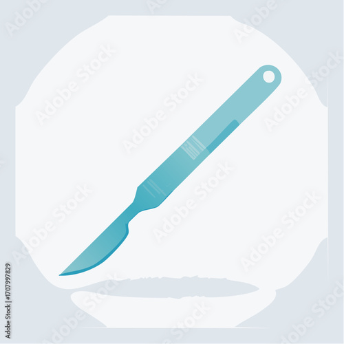 Illustration of a surgical scalpel isolated on a neutral background, medical instrument