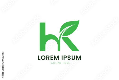 Modern green letter k logo with leaf design on clean