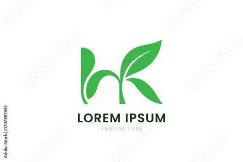 Minimalist green leaf logo design for nature and eco-friendly brands organic growth concept