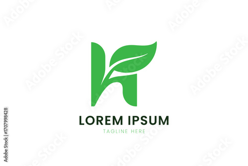 Minimalist green leaf logo design abstract shape modern emblem organic eco friendly brand identity