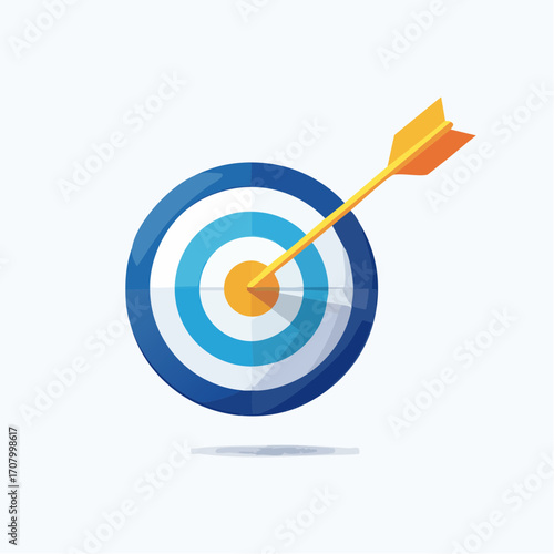 Illustration of an Arrow Hitting the Bullseye on a Target Representing Success and Achievement