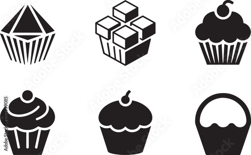 Sweet Treat Collection A Set of Six Distinct Cupcake Designs for Confectionery and Dessert Art