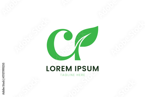Minimalist green leaf logo design simple elegant corporate identity brand element