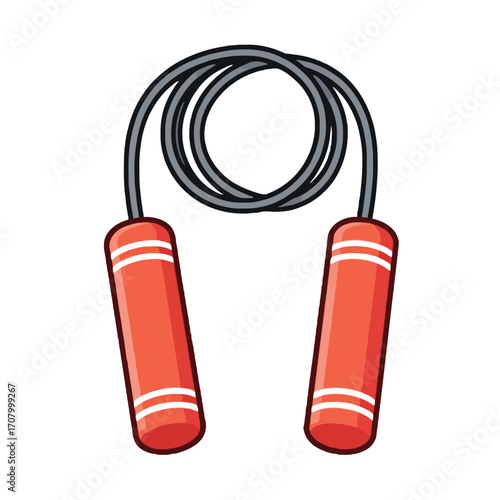 A cartoon illustration of a coiled jump rope with red handles, a simple piece of exercise equipment.