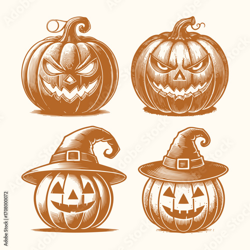 Halloween pumpkin vector design set