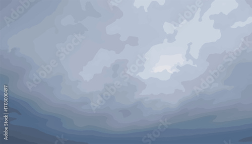 Expansive grey and blue cloudy sky background, illustrating dynamic atmospheric weather with soft, diffused light, perfect for serene natural concepts