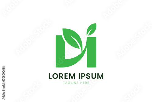 Minimalist green logo with leaf accent for nature business and eco-friendly branding