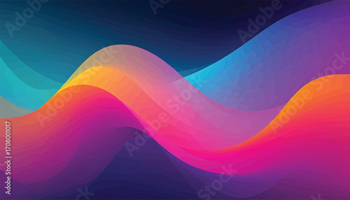 Modern abstract background with vibrant spectral waves and flowing liquid shapes, a colorful digital illustration