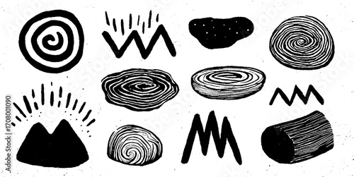 Abstract caves with stalactite and spiral designs for artistic decoration