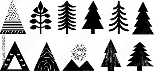 Abstract triangle and tree patterns: modern geometric design for creative projects