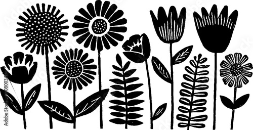 Vintage tattoo flash of daggers and flowers for artistic design