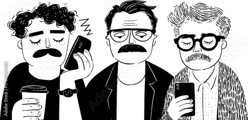 Daily office humor: coffee addicts and work routine illustration for office decor