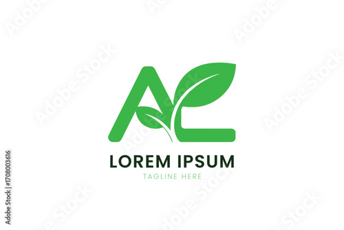 Minimalist green al logo with leaf accents and lorem ipsum text