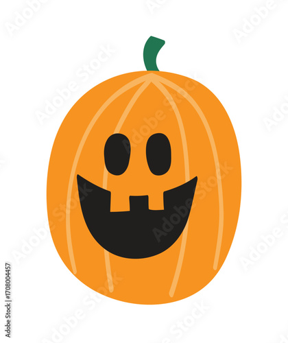 Halloween design with hand drawn pumpkin lantern. Clipart. Vector illustration