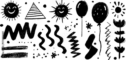Festive elements and decorative confetti dots with starburst and lines for celebration design