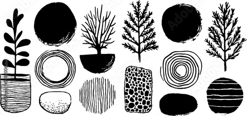 Organic texture set featuring leaf veins, bark lines, and nature-inspired patterns for design