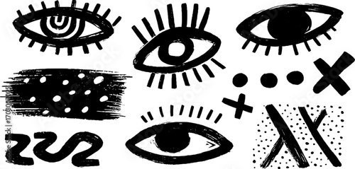 Abstract psychedelic patterns: trippy eyes and warped spirals design