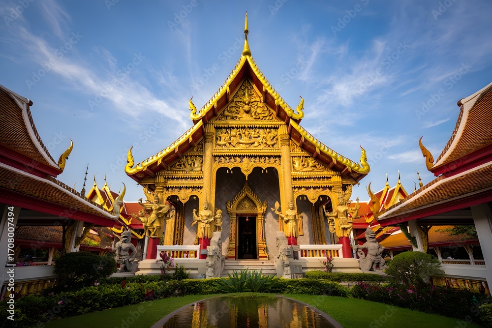 Fototapeta premium Grand Palace and Wat Phra Kaew, a stunning golden Buddhist temple in Bangkok, Thailand