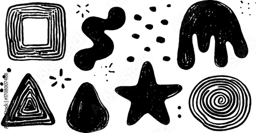 Quirky melted shapes collection featuring wobbly patterns for creative designs