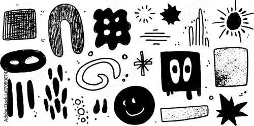 Quirky blob shapes and wobbly forms collection for creative design projects