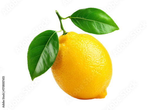 Fresh lemon with green leaves isolated on black background, Isolated On White Background, Png Transparent