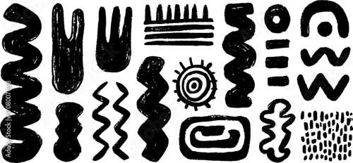 Abstract scribble chaos with random loops and sharp zigzags for creative designs