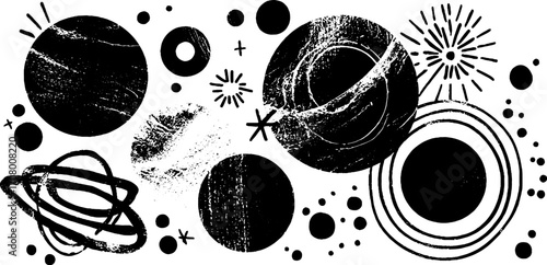 Cosmic marble orbits and vortex abstract design for celestial themes