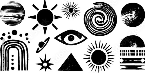 Cosmic abstract collection: marble planets and vortex orbits for celestial design projects