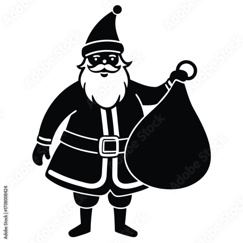santa with sack vector icon