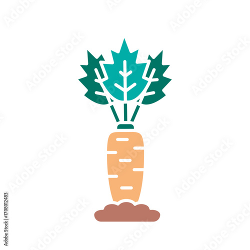 carrot growing color flat icon for digital and print projects. Arctic animals.