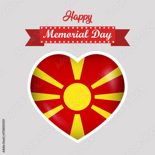 Happy Memorial Day Macedonia Flag Heart Banner