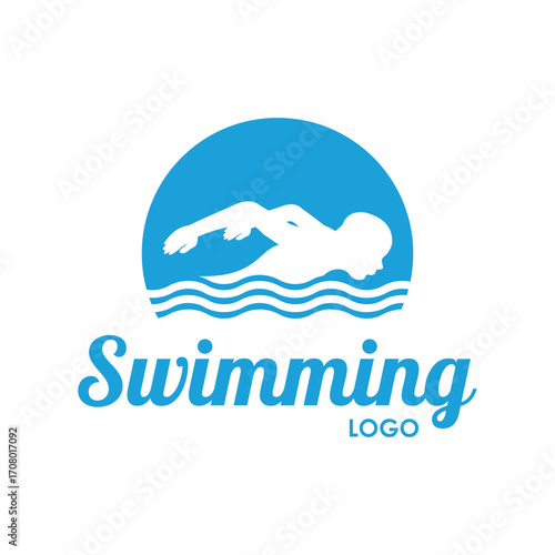 vector  logo design silhouette of swimming person with butterfly style	