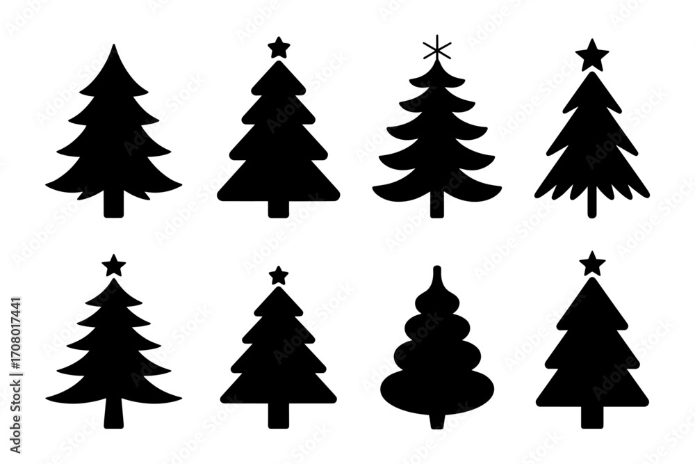 Obraz premium silhouette of various Christmas tree for festive design
