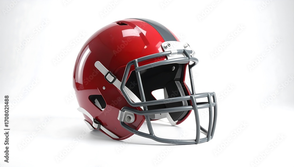 Fototapeta premium Red Football Helmet with Face Mask and Chin Strap.