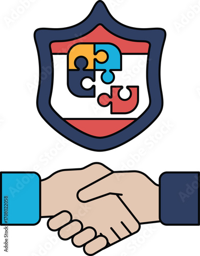 A puzzle piece is shown next to a shield