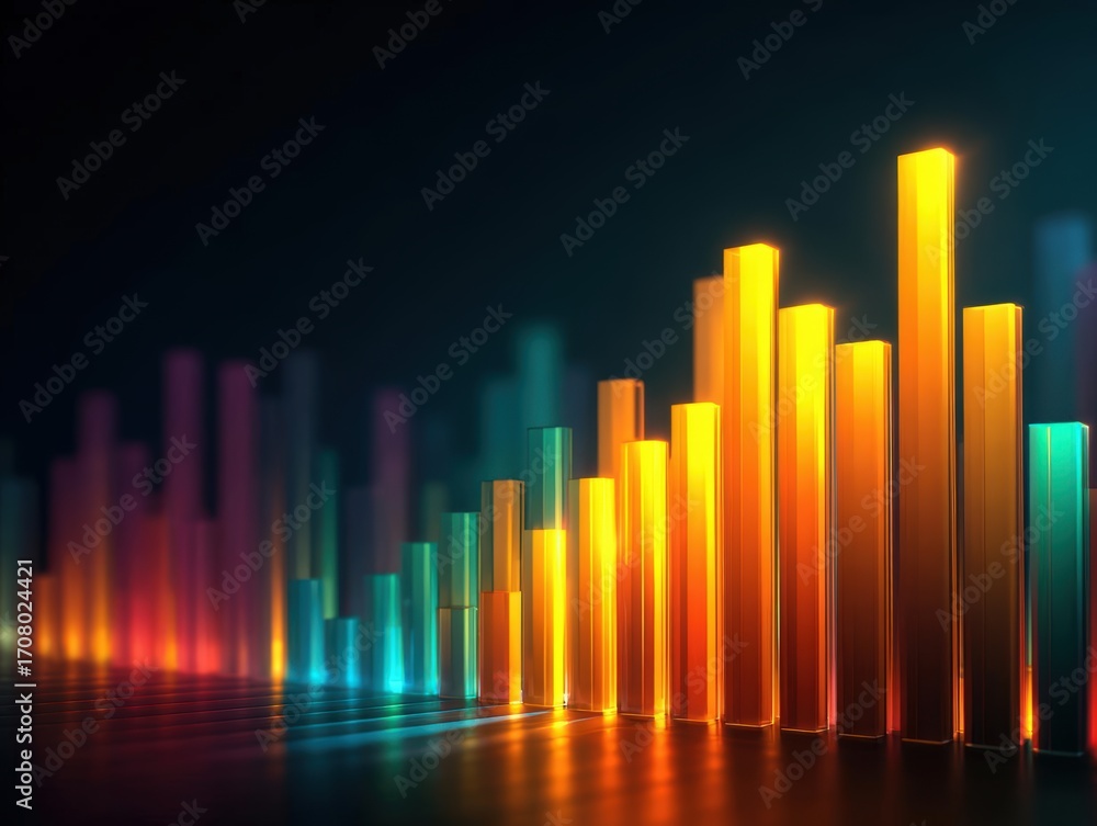 Fototapeta premium Dazzling chart in vivid colors, illuminating financial growth, abstract style