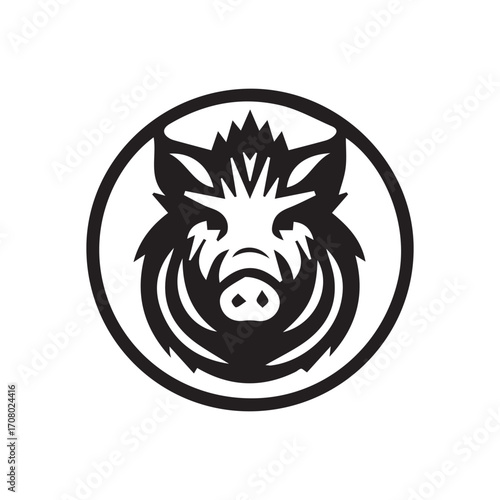 2d wild boar logo with white background