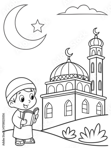 Muslim coloring book page for kids printable svg