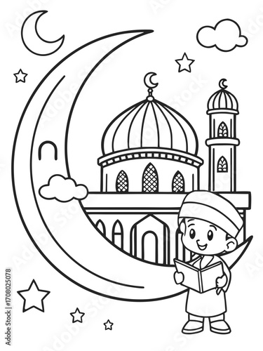 Muslim coloring book page for kids printable svg