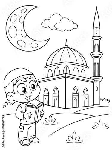 Muslim coloring book page for kids printable svg