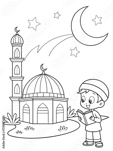 Muslim coloring book page for kids printable svg